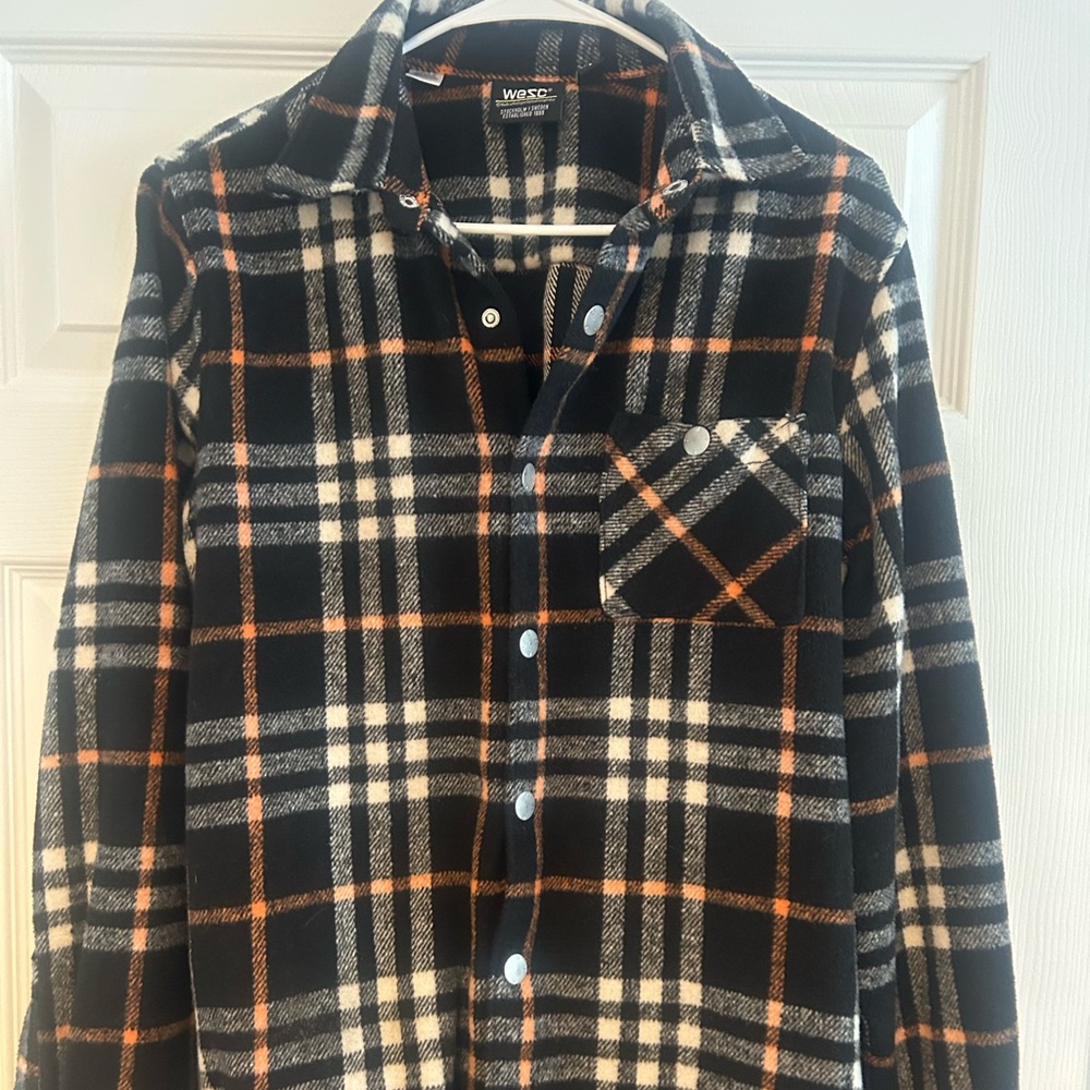 Wesc Black and Orange Plaid Shirt